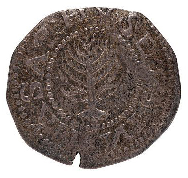Die ersten amerikanischen Kolonialmünze Pine Tree Shilling