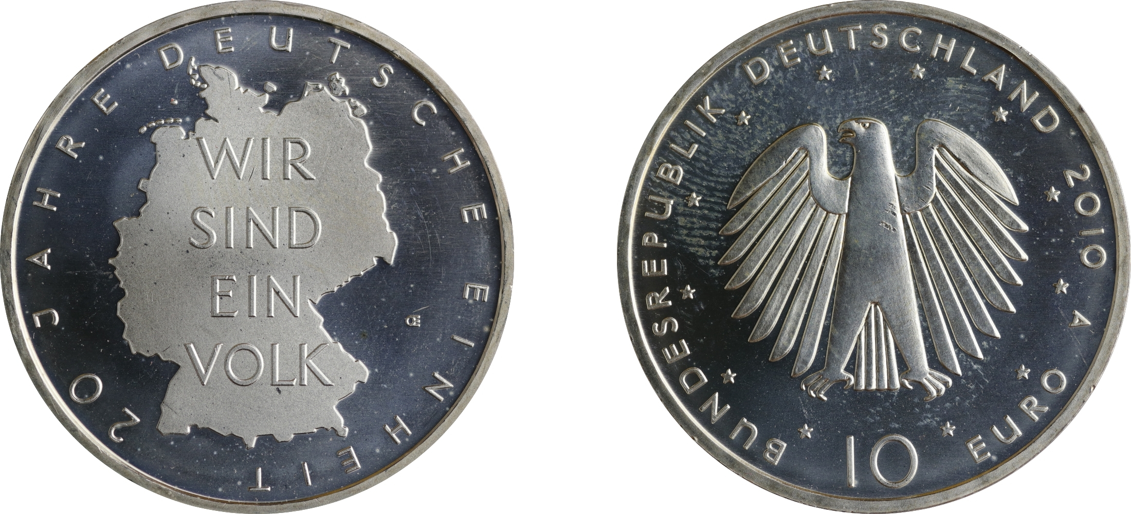 Die 10-Euro-Gedenkmünze „20 Jahre Deutsche Einheit“ aus dem Jahr 2010