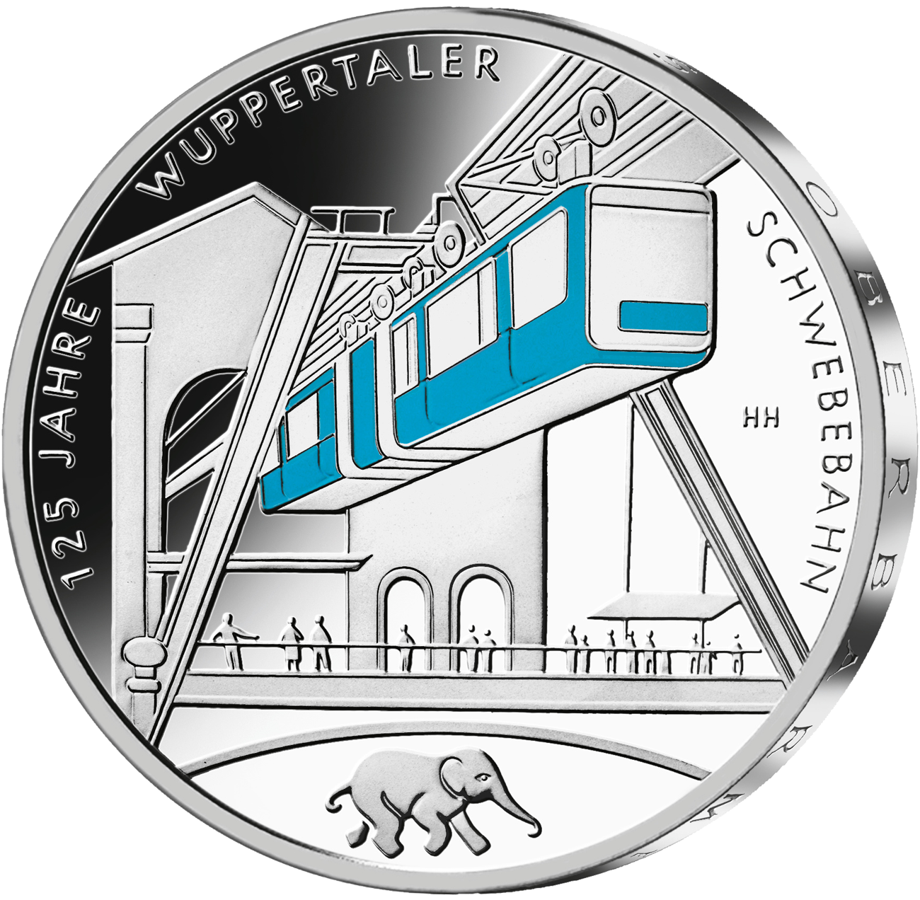 Die 35-Euro-Silbermünze „125 Jahre Wuppertaler Schwebebahn“