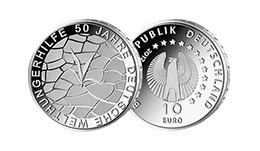 Bild- und Wertseite Münze 10-Euro-Sammlermünze "50 Jahre Deutsche Welthungerhilfe"