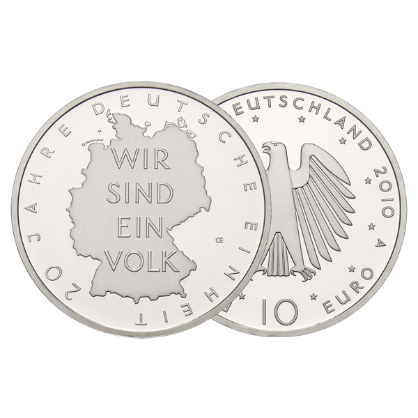 10-Euro-Silbermünze 20 Jahre deutsche Einheit 