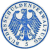 Dienstsiegel der Bundesschuldenverwaltung mit blauer Schrift und blauem Bundesadler