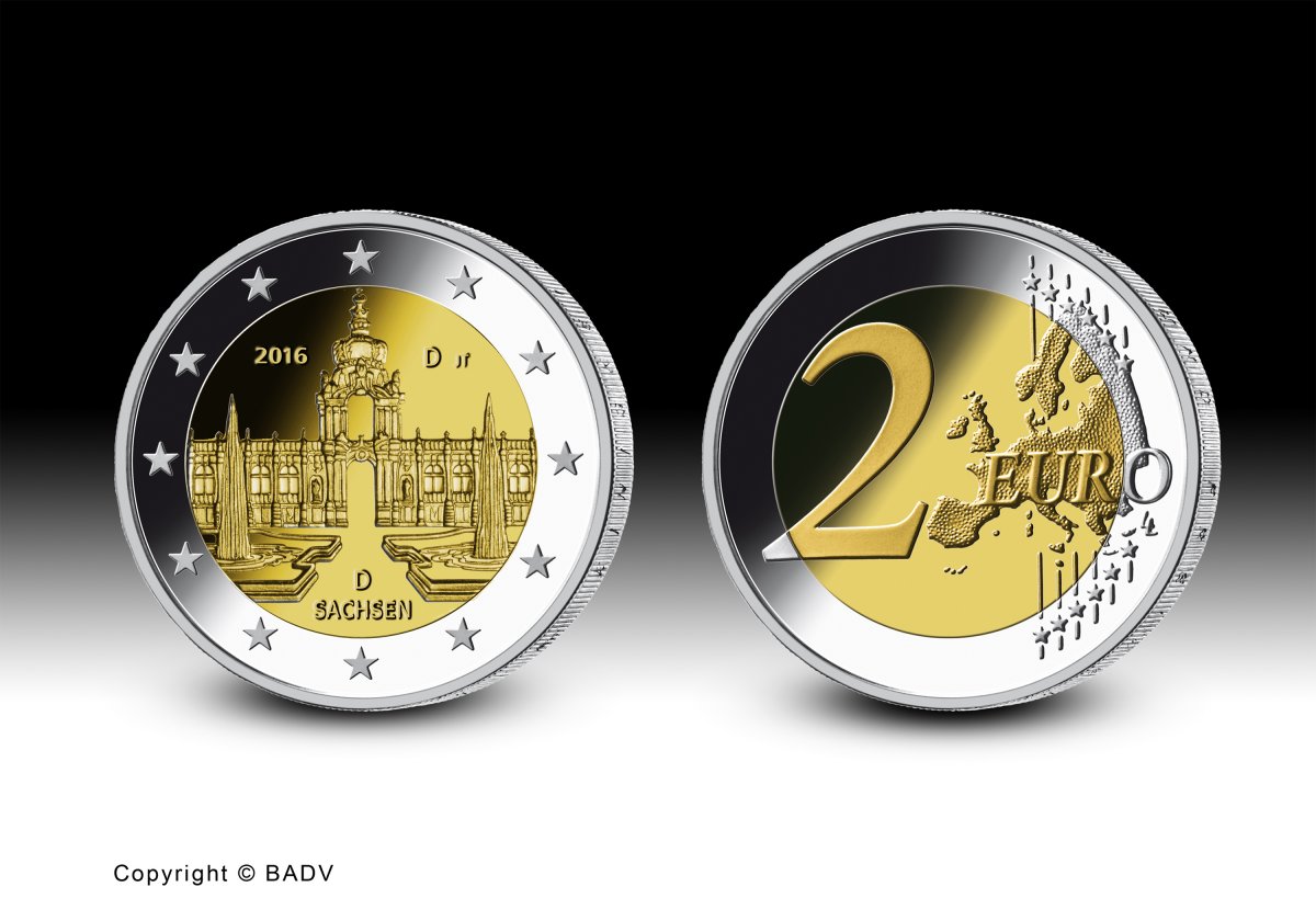 Download 2-Euro-Gedenkmünze 2016 "Bundesländer - Sachsen-Dresdner Zwinger" 
