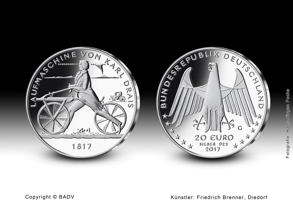 Download 20-Euro-Sammlermünze 2017  "Laufmaschine von Karl Drais 1817" 