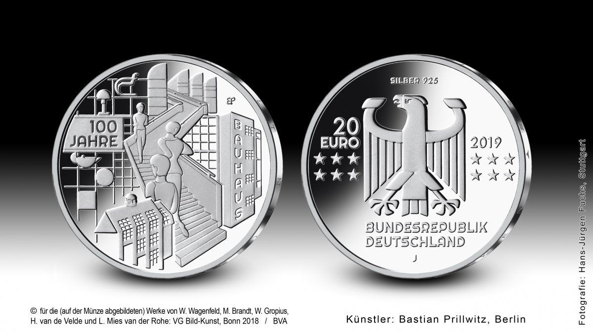 Download 20-Euro-Sammlermünze 2019 "100 Jahre Bauhaus" 