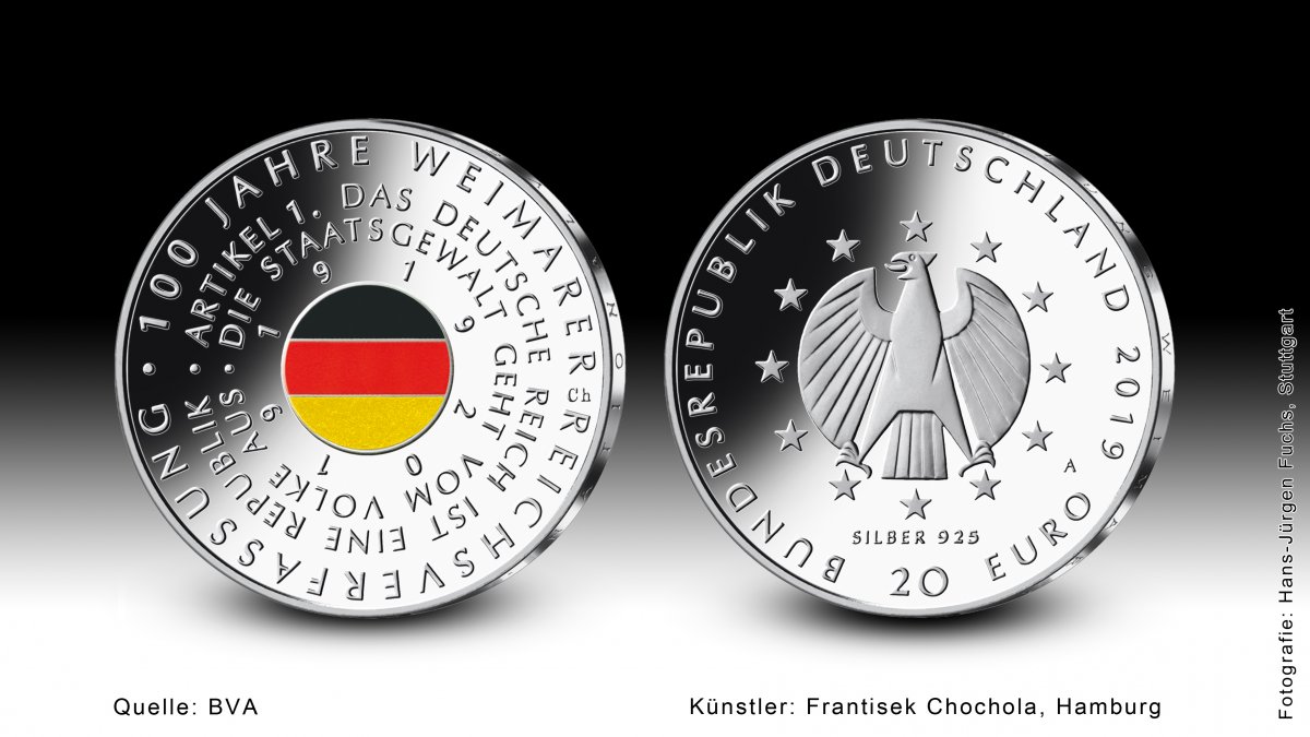 Download 20-Euro-Sammlermünze 2019 "100 Jahre Weimarer Reichsverfassung" 