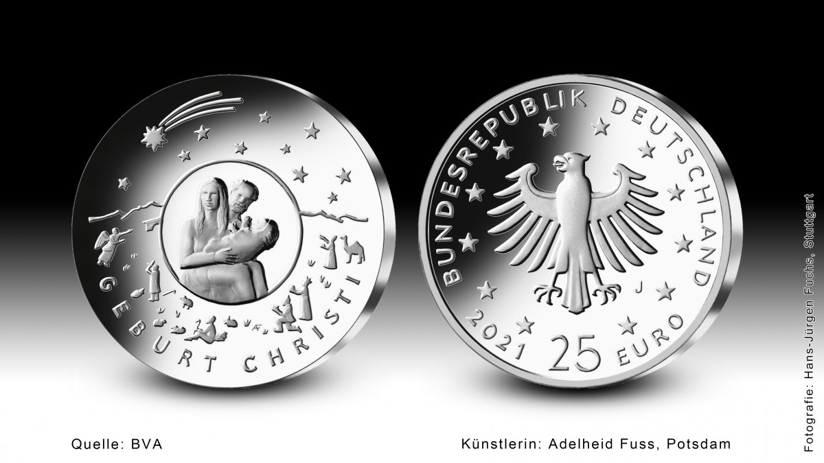 Download 25-Euro-Sammlermünze 2021 "Weihnachten - Geburt Christi" 