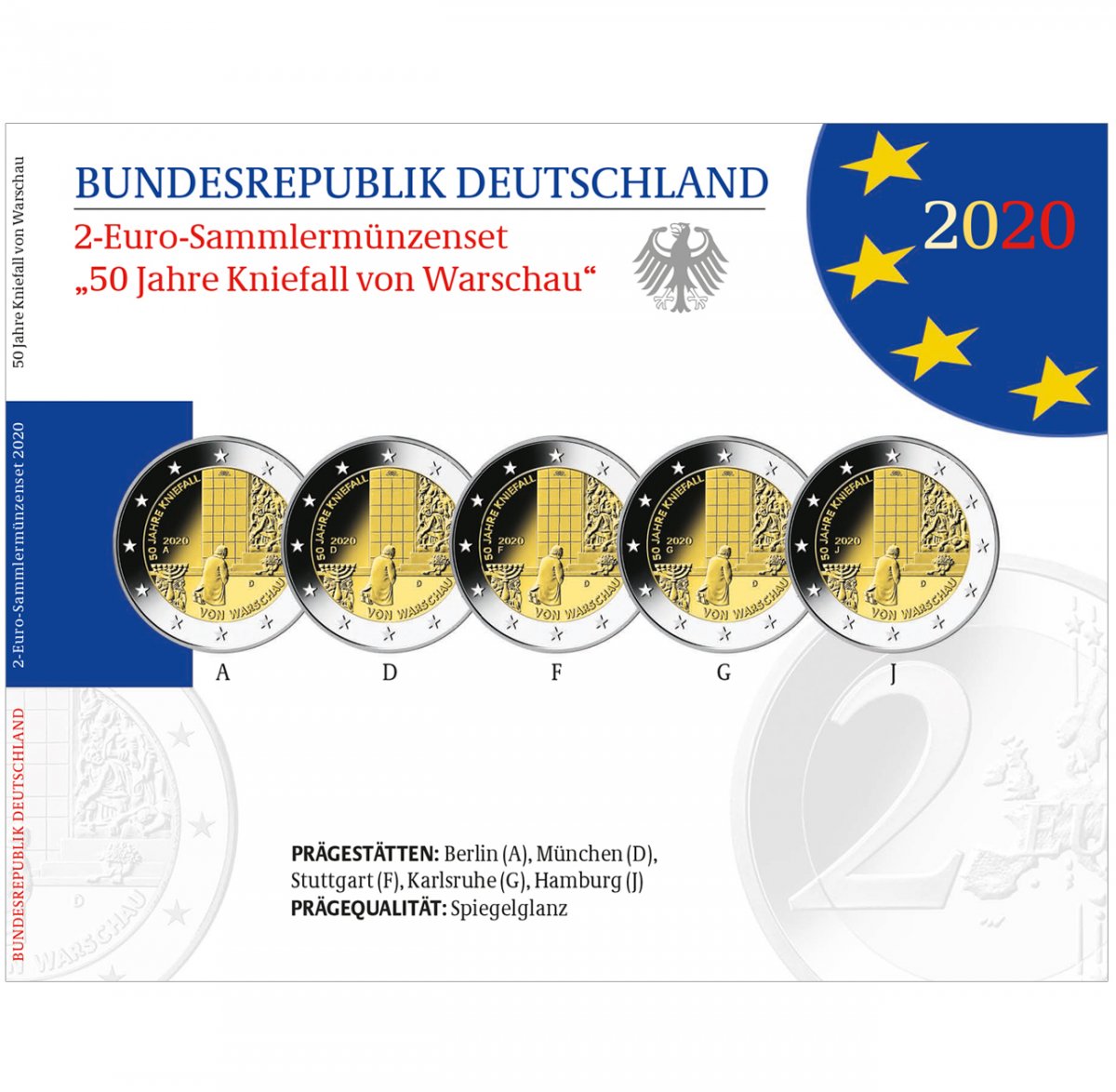 2-Euro-Sonderset 2020 "50 Jahre Kniefall von Warschau" 