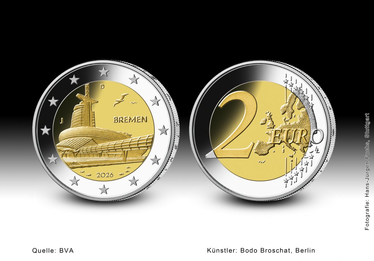 Download 2-Euro-Gedenkmünze 2026 "Bundesländer - Bremen" 