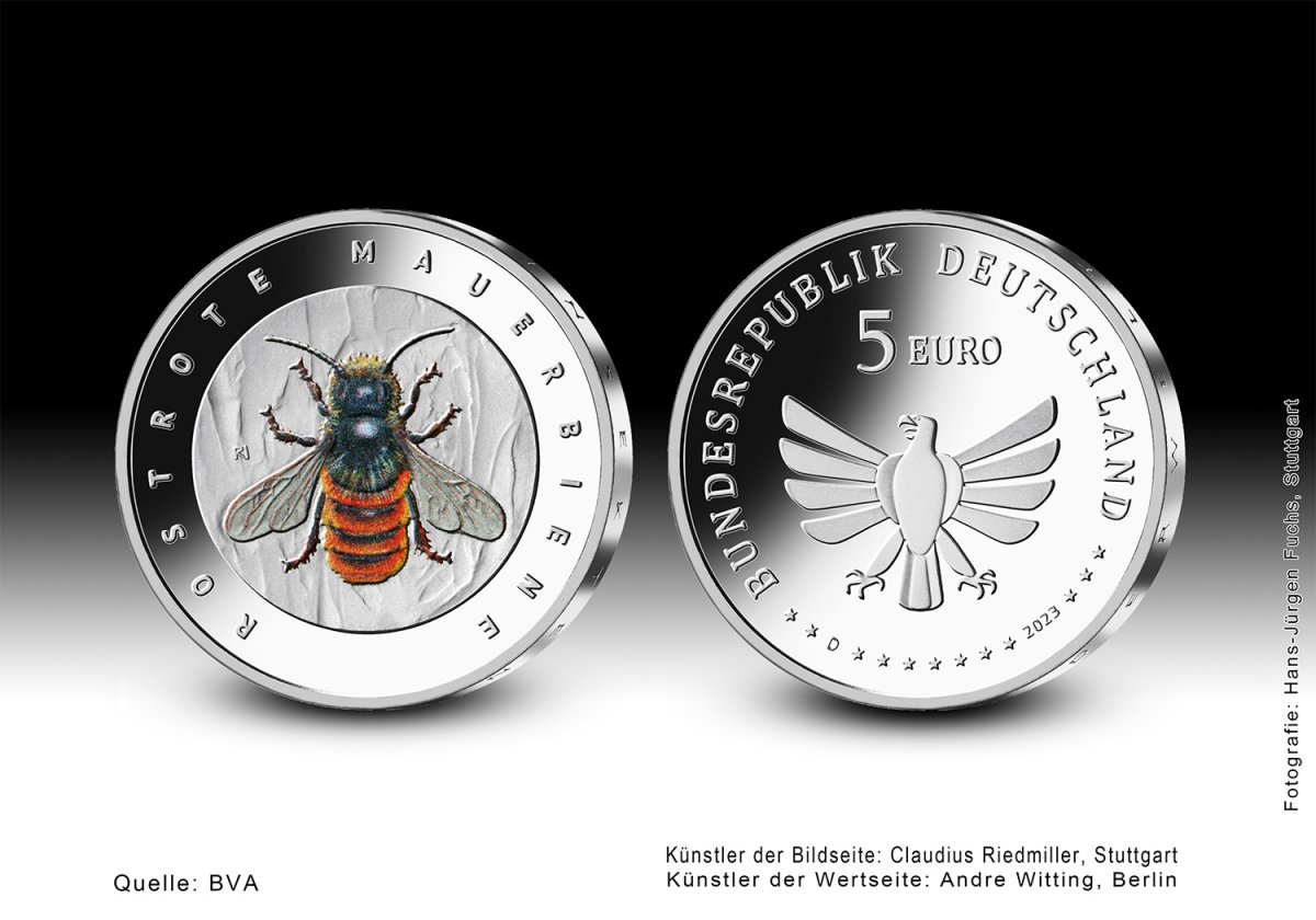 Download 5-Euro-Sammlermünze 2023 "Rostrote Mauerbiene" 