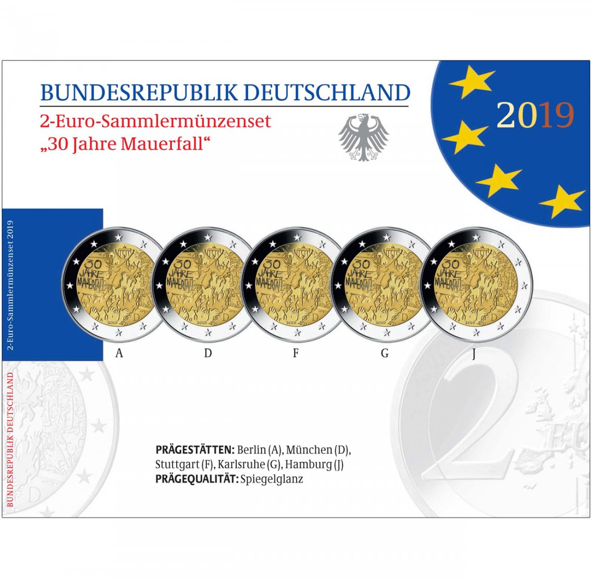 2-Euro-Sonderset 2019 "30 Jahre Mauerfall" 