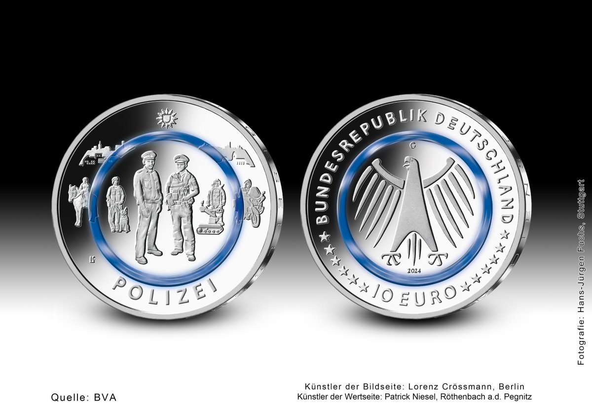 Download 10-Euro-Sammlermünze 2024 "Polizei" 