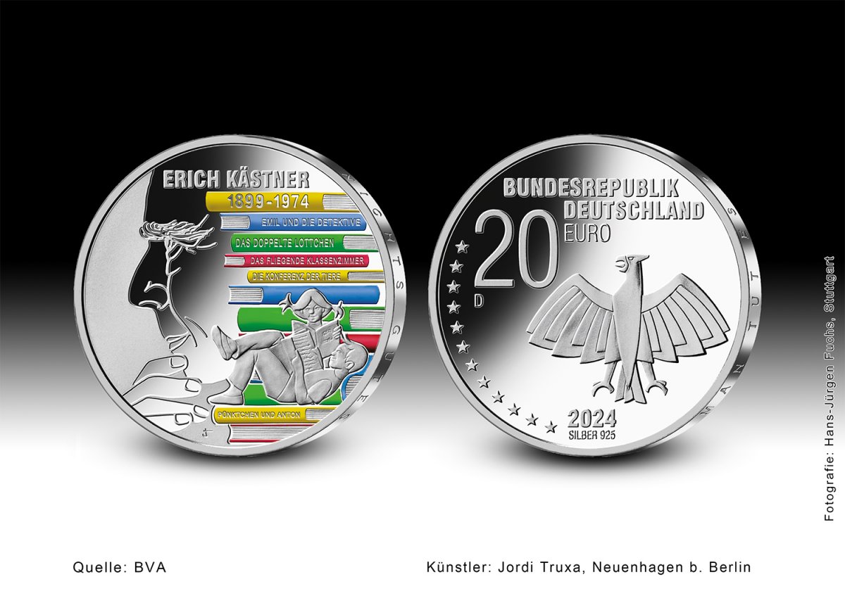 Download 20-Euro-Sammlermünze 2024 "125. Geburtstag Erich Kästner" 