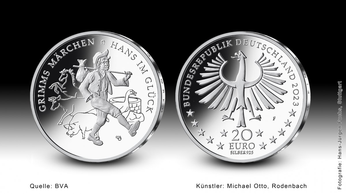 Download 20-Euro-Sammlermünze 2023 "Hans im Glück" 